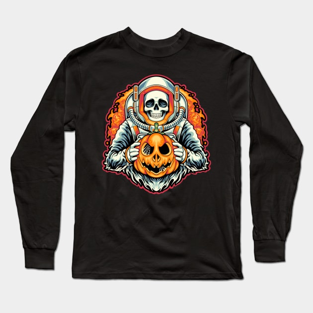 skull astronaut halloween space Long Sleeve T-Shirt by windhamshop